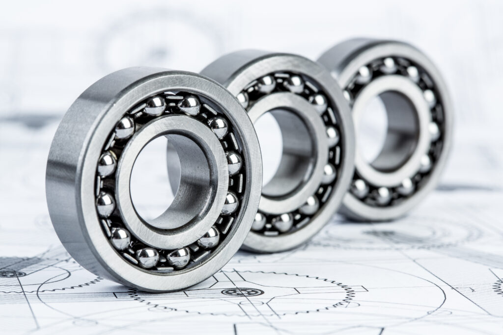 Ball bearings on technical drawing